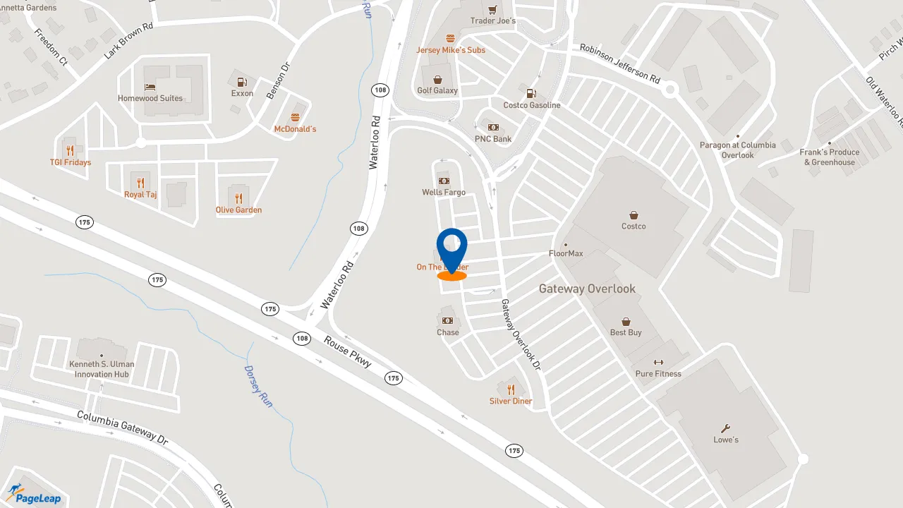 https://pageleap.com map showing location of On The Border Mexican Grill &amp; Cantina - Columbia in Elkridge.
