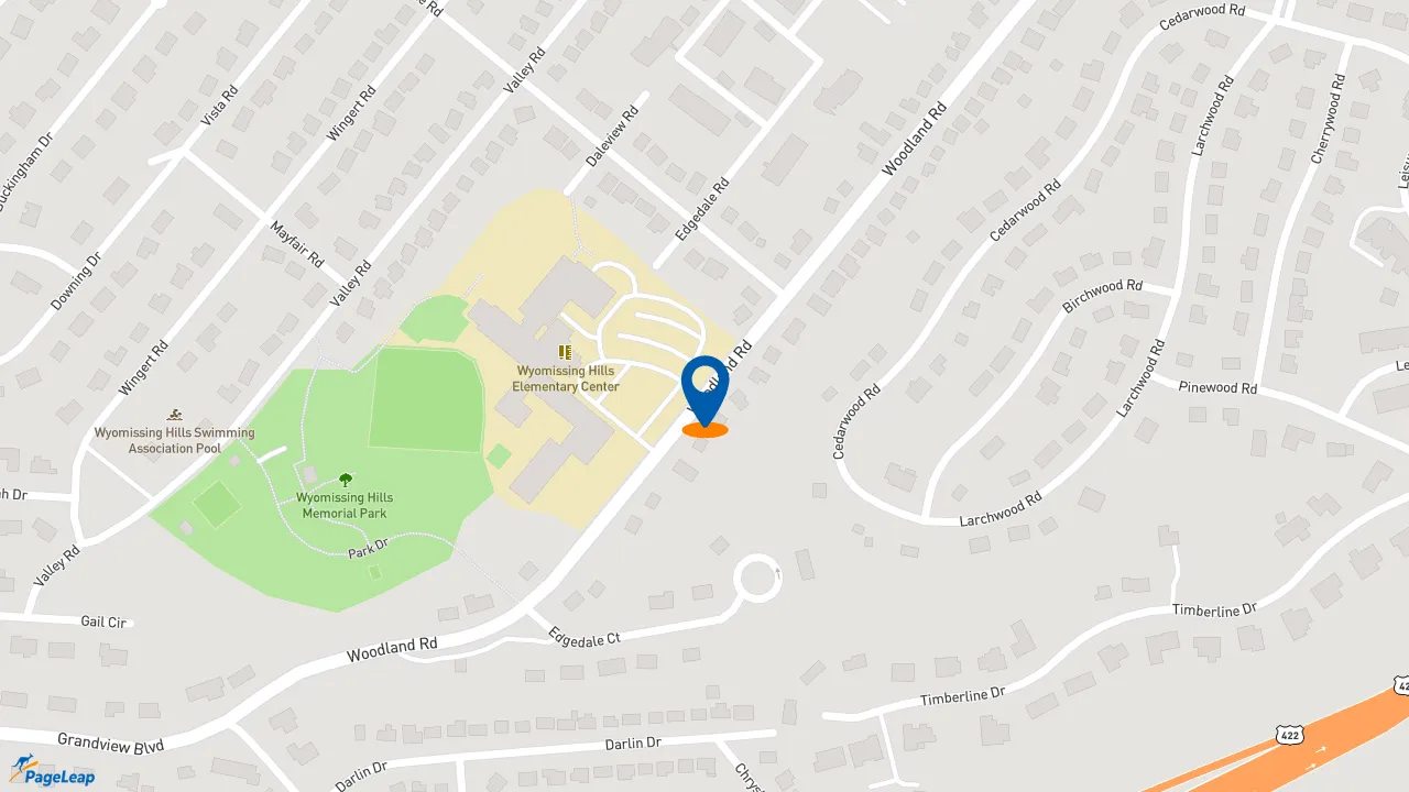https://pageleap.com map showing location of On The Border Mexican Grill &amp; Cantina in Wyomissing.