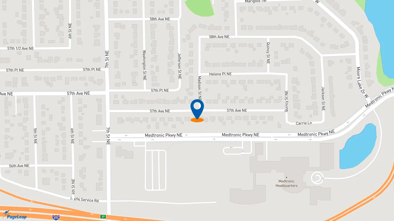 https://pageleap.com map showing location of Pancheros Mexican Grill - Fridley in Fridley.