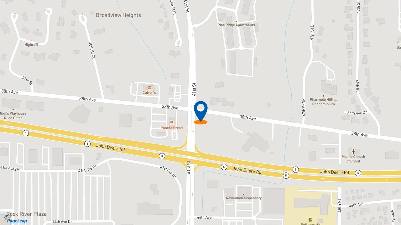 https://pageleap.com map showing location of Pancheros Mexican Grill - Moline in Moline.