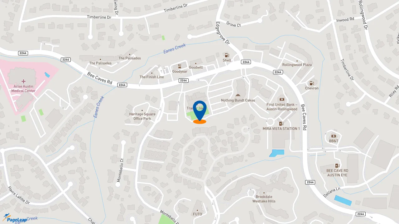 https://pageleap.com map showing location of Panera Bread in Austin.