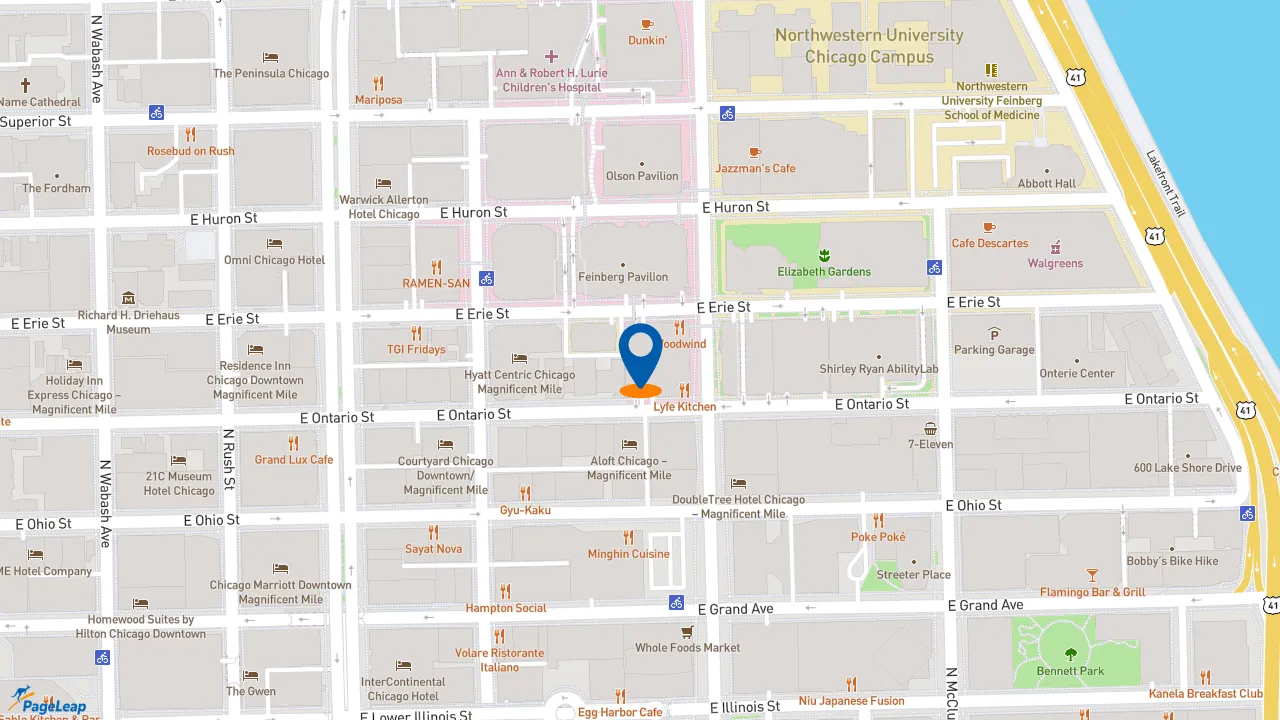 https://pageleap.com map showing location of Panera Bread - Closed in Chicago.