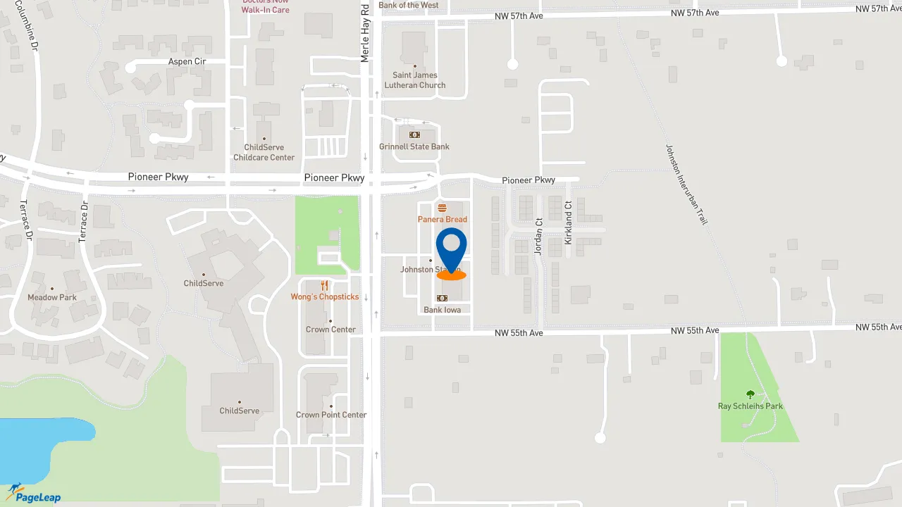 https://pageleap.com map showing location of Panera Bread in Johnston.