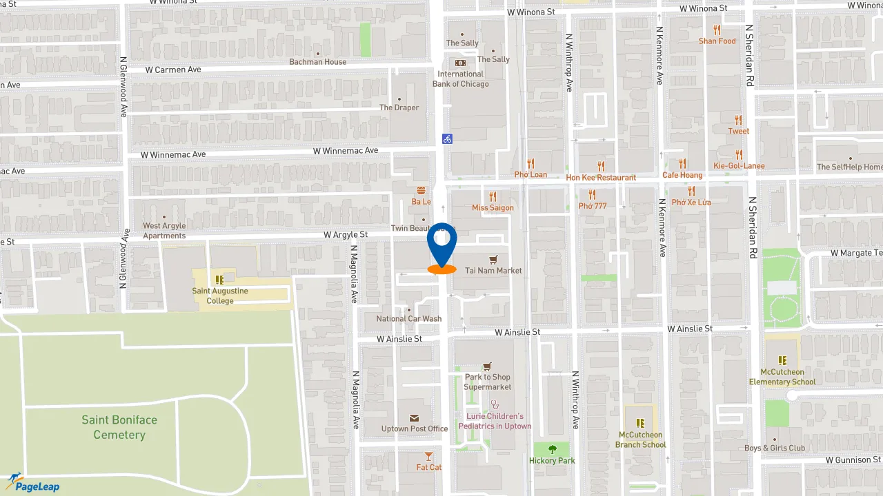https://pageleap.com map showing location of Panera Bread in Chicago.