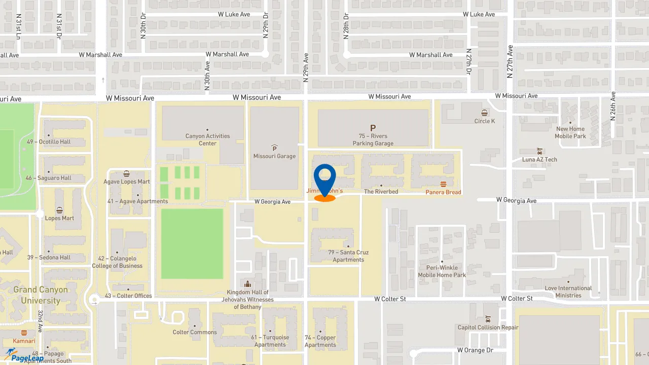 https://pageleap.com map showing location of Panera Bread in Phoenix.