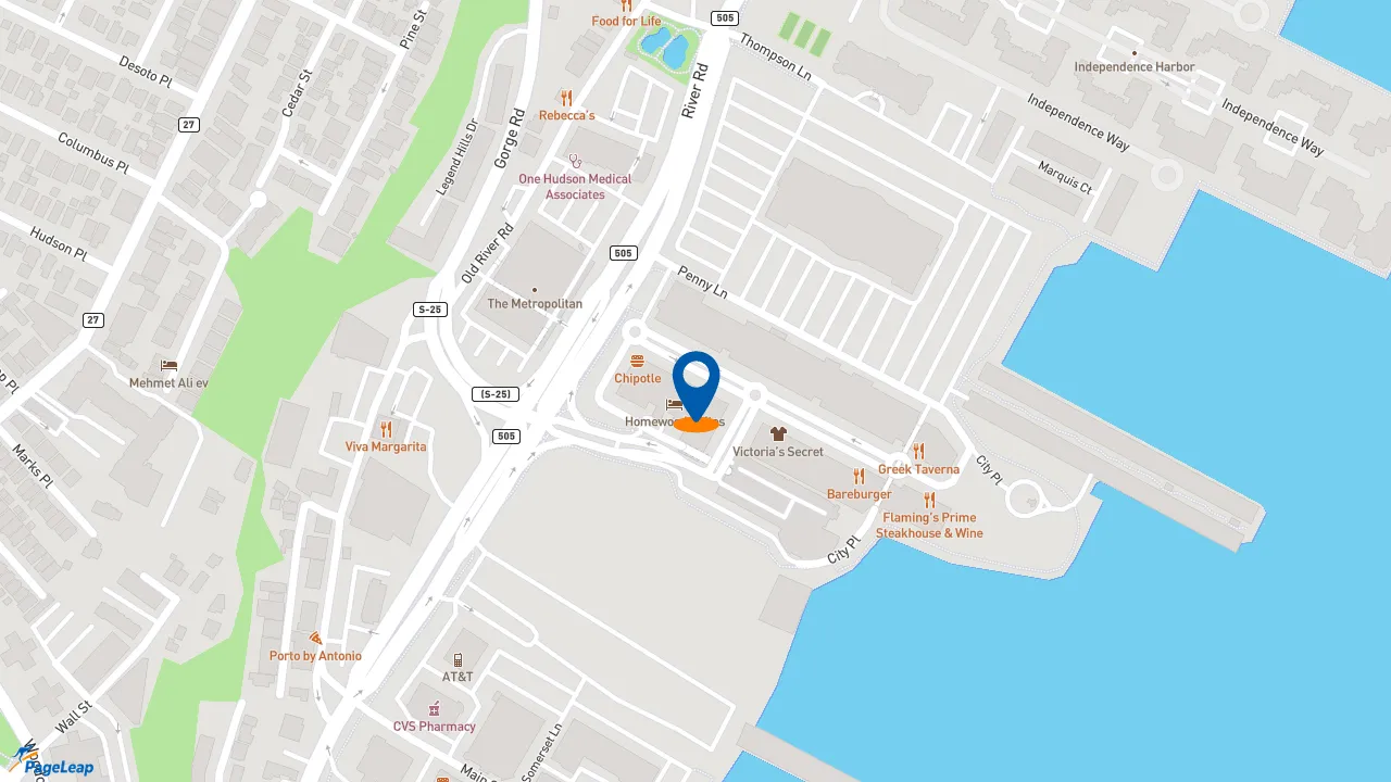https://pageleap.com map showing location of Panera Bread in Edgewater.
