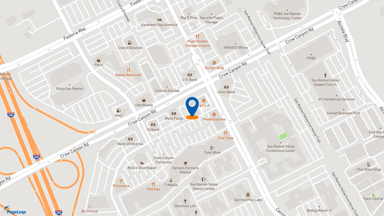 https://pageleap.com map showing location of Peet&#039;s Coffee in San Ramon.