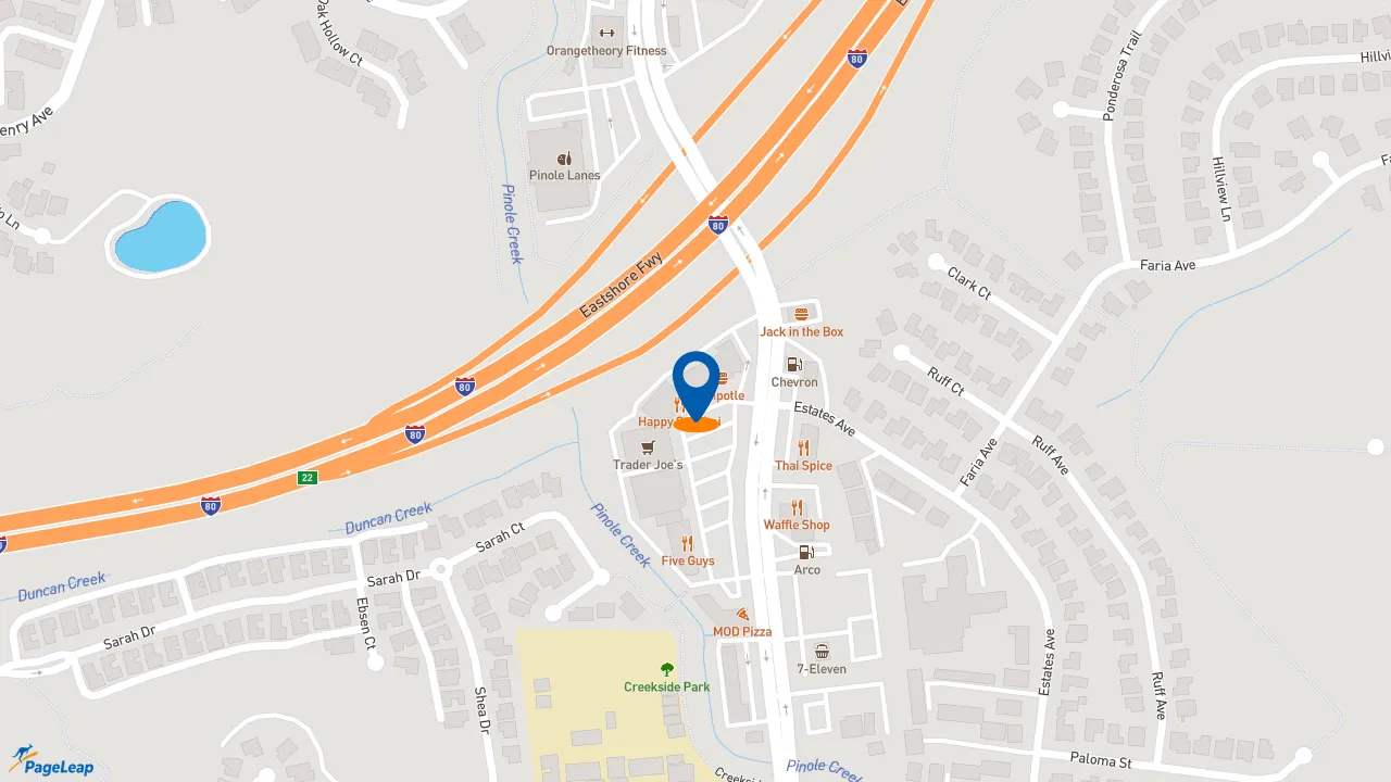 https://pageleap.com map showing location of Peet&#039;s Coffee in Pinole.