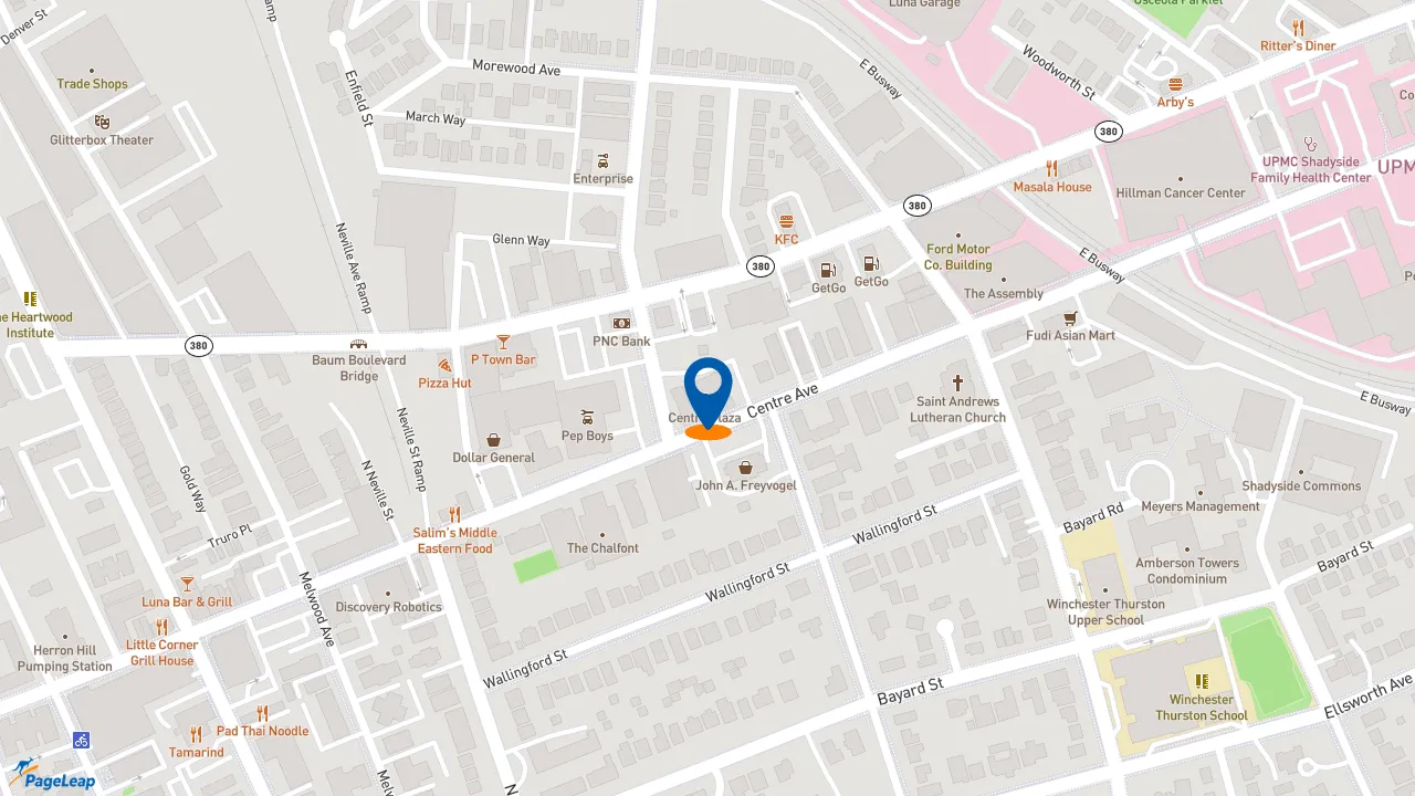 https://pageleap.com map showing location of Penn Station East Coast Subs in Pittsburgh.