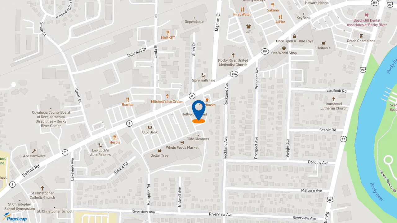 https://pageleap.com map showing location of Penn Station East Coast Subs in Rocky River.