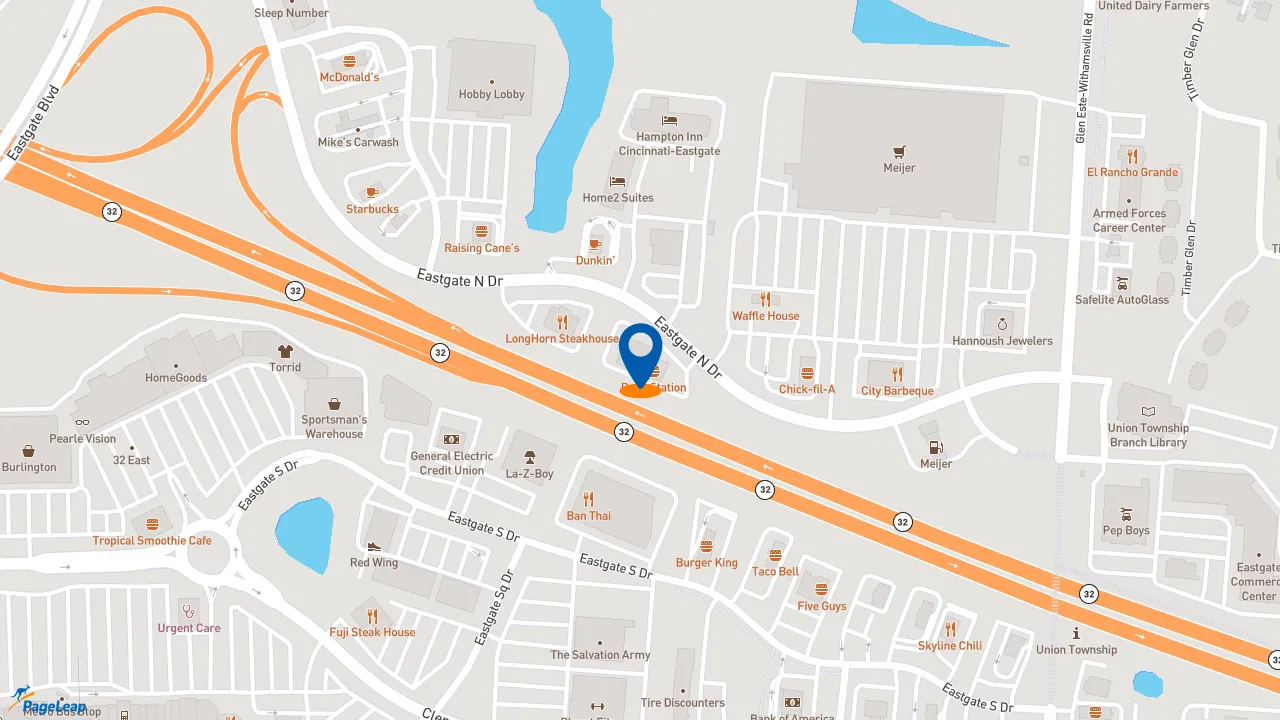 https://pageleap.com map showing location of Penn Station East Coast Subs in Cincinnati.