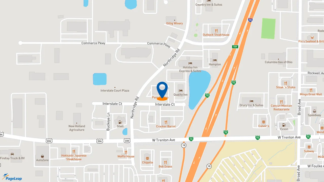 https://pageleap.com map showing location of Penn Station East Coast Subs in Findlay.