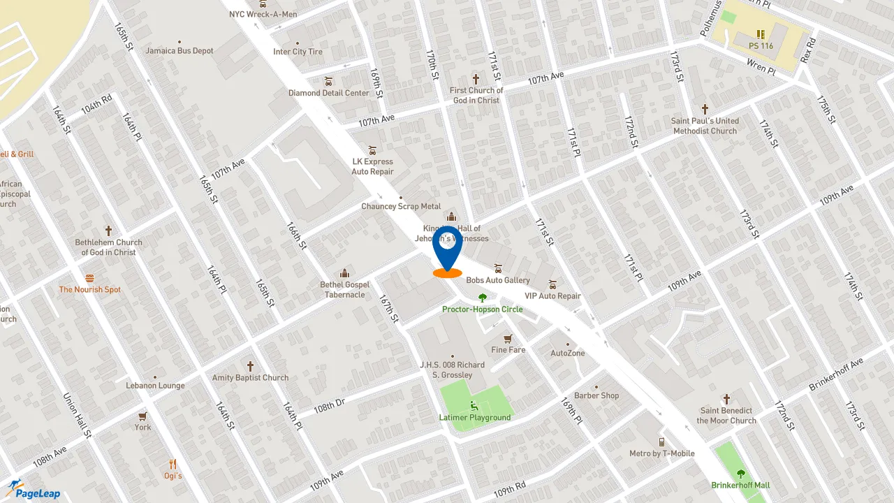 https://pageleap.com map showing location of Pep Boys in Jamaica.