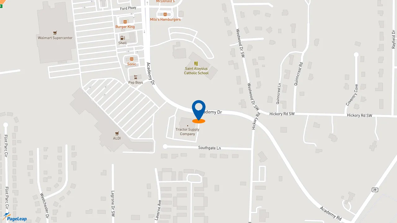 https://pageleap.com map showing location of Pep Boys in Bessemer.
