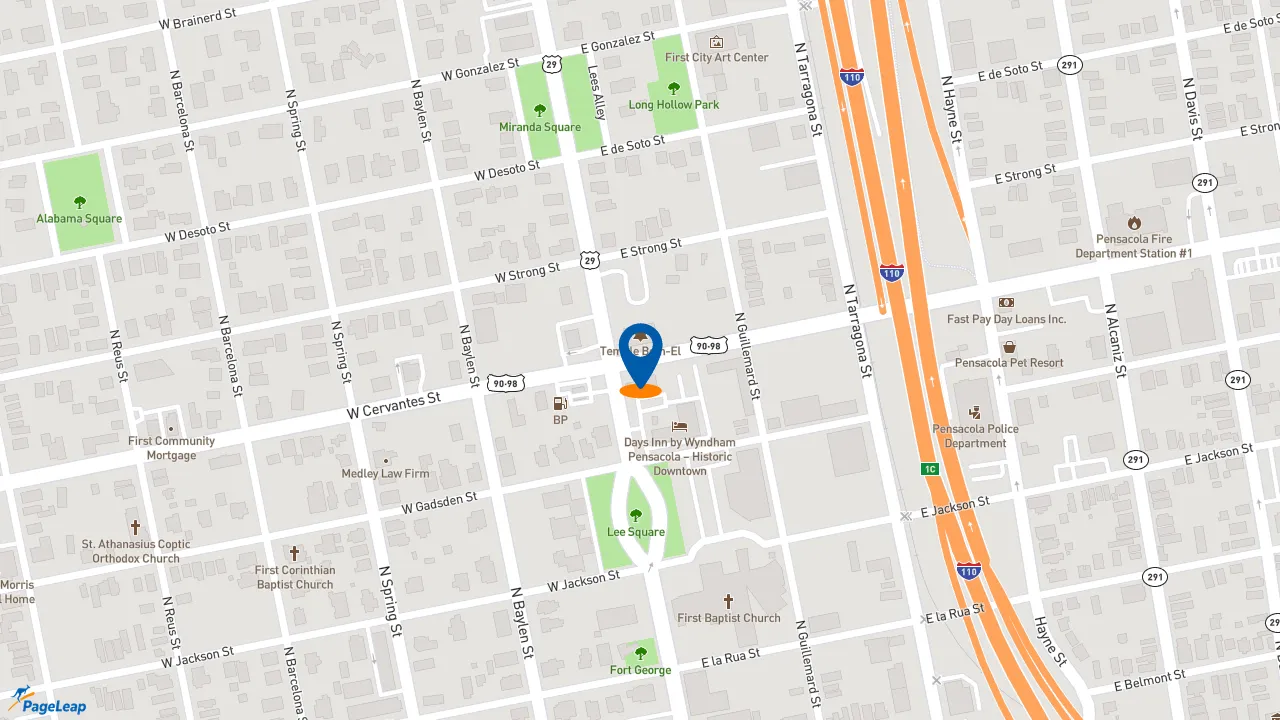 https://pageleap.com map showing location of Pep Boys in Pensacola.