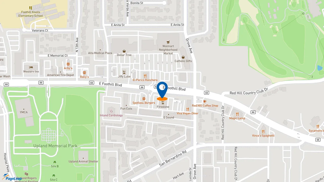 https://pageleap.com map showing location of Pep Boys in Upland.