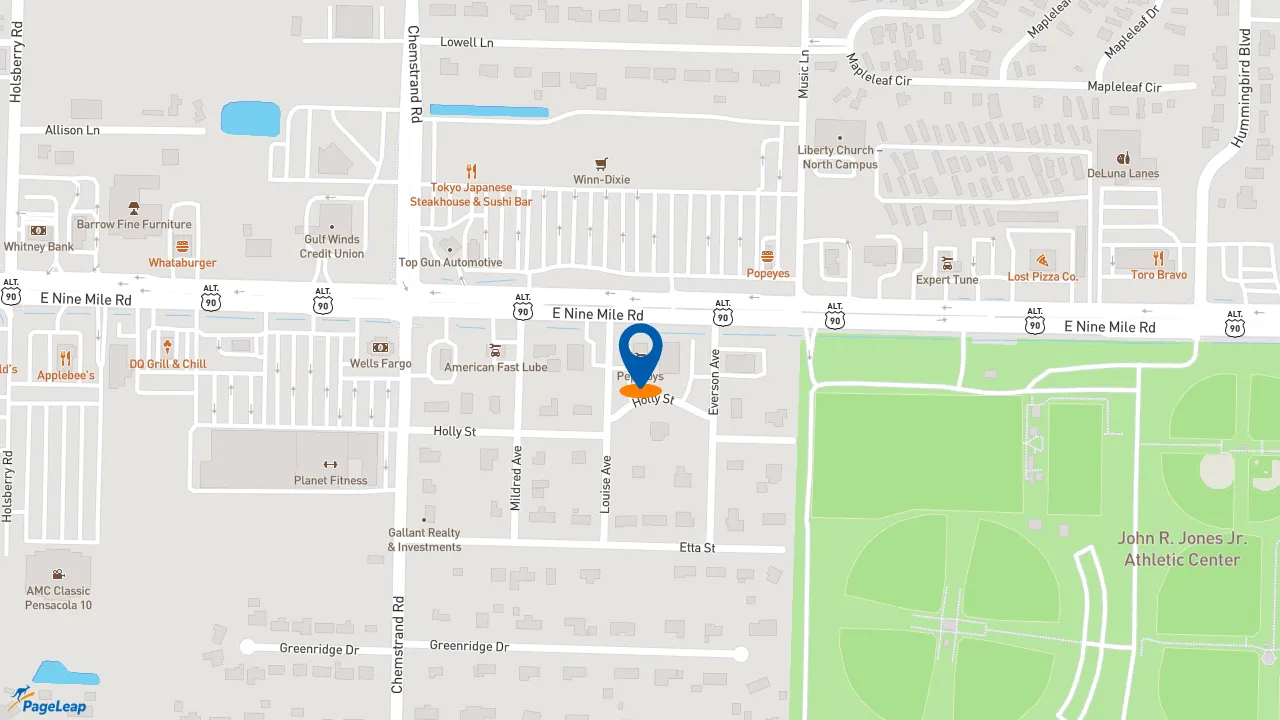 https://pageleap.com map showing location of Pep Boys in Pensacola.