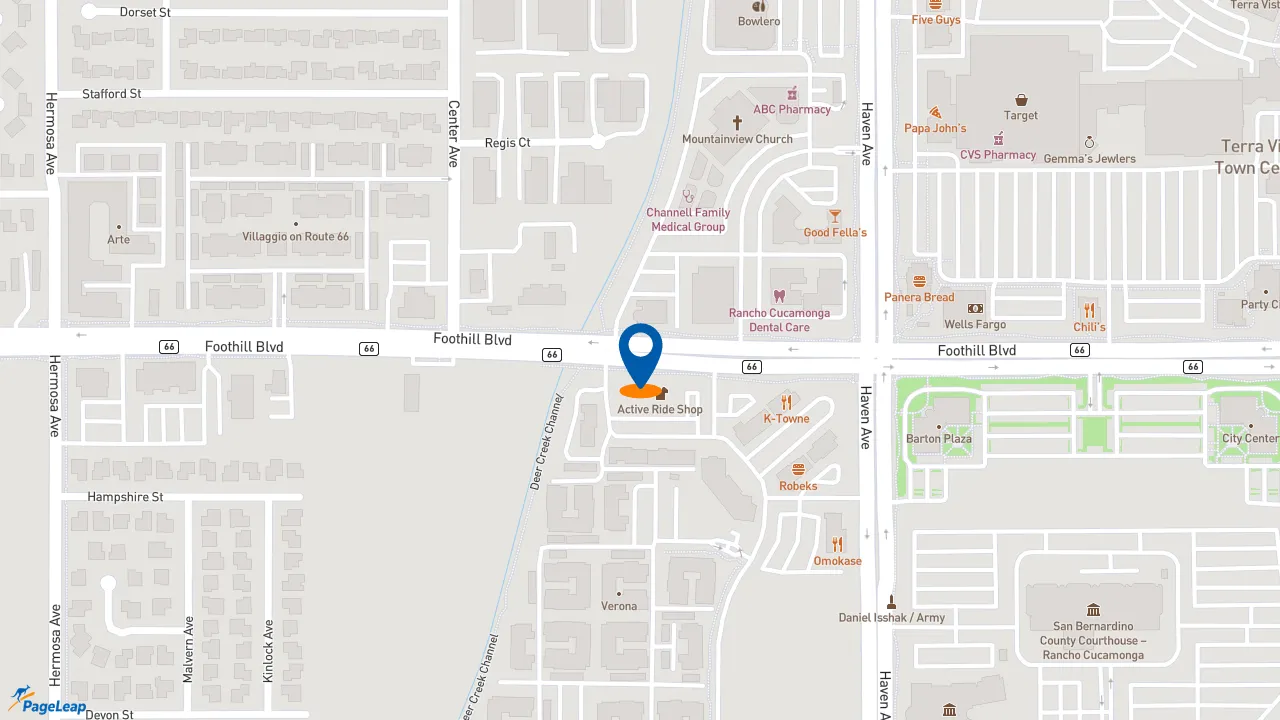 https://pageleap.com map showing location of Pep Boys in Rancho Cucamonga.