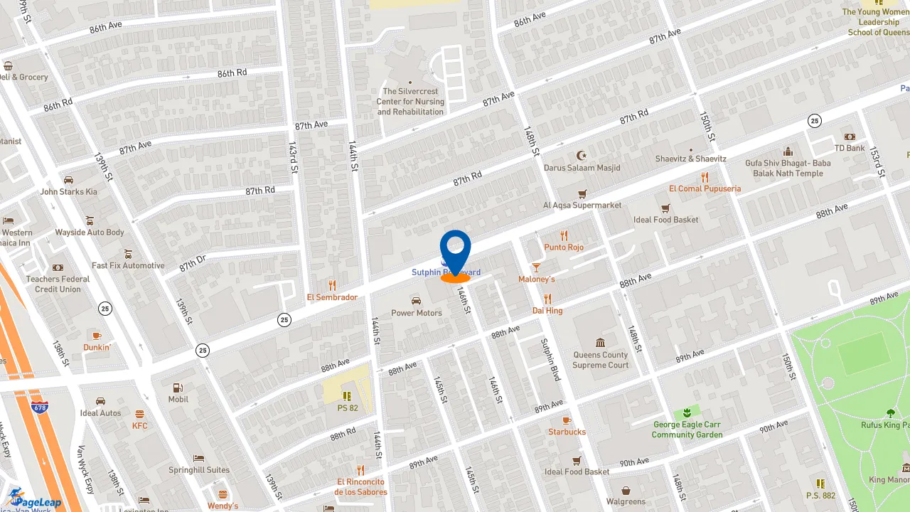 https://pageleap.com map showing location of Pep Boys in Jamaica.