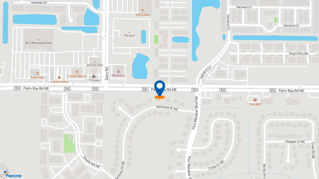 https://pageleap.com map showing location of Pep Boys in Palm Bay.