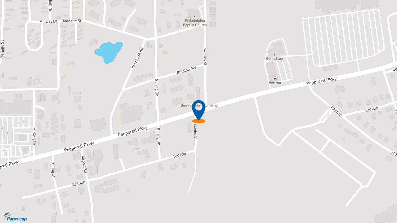 https://pageleap.com map showing location of Pep Boys in Opelika.