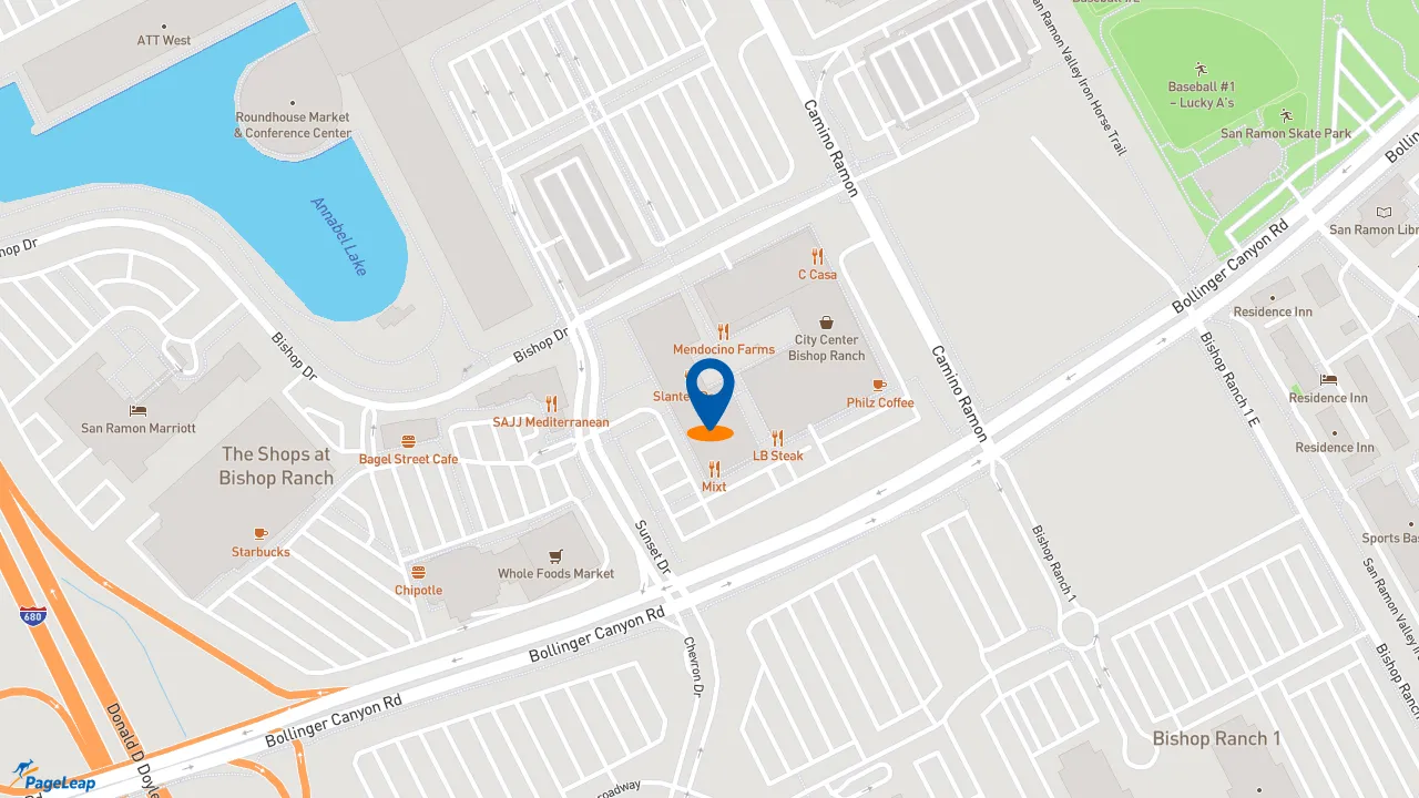 https://pageleap.com map showing location of Philz Coffee in San Ramon.