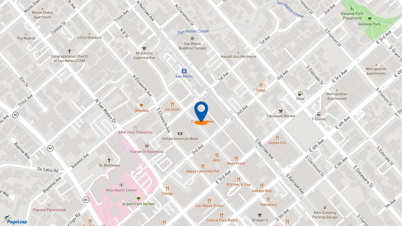 https://pageleap.com map showing location of Philz Coffee in San Mateo.