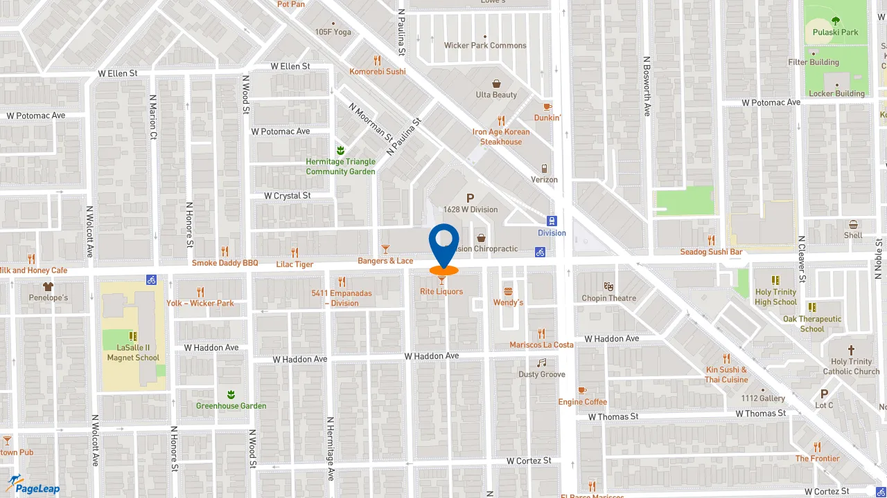 https://pageleap.com map showing location of Philz Coffee in Chicago.