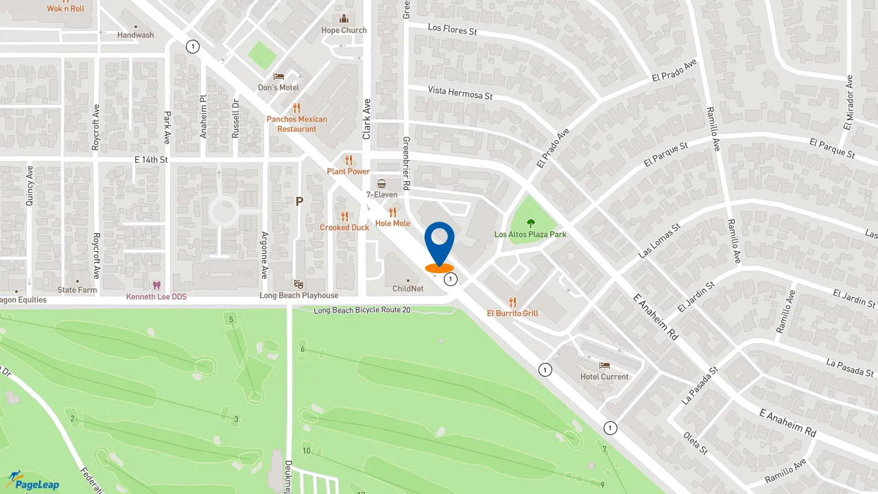 https://pageleap.com map showing location of Pizza D&#039; Amore #2 in Long Beach.