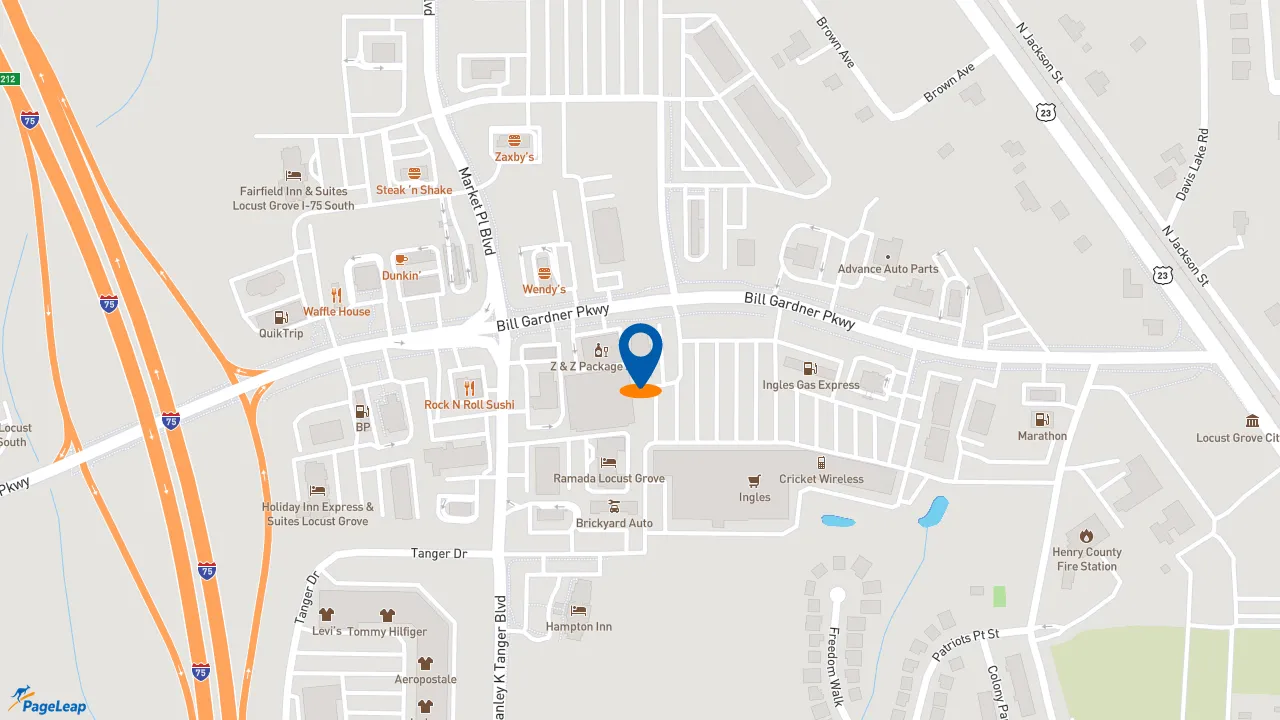 https://pageleap.com map showing location of Pizza Hut in Locust Grove.