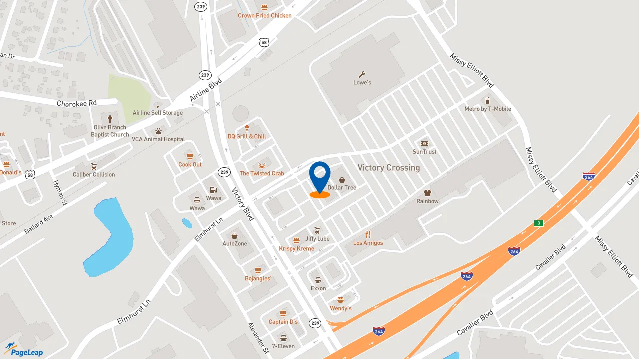 https://pageleap.com map showing location of Pizza Hut in Portsmouth.