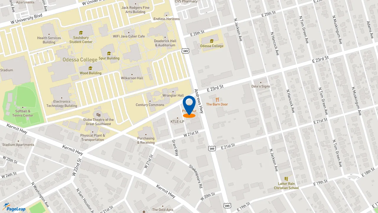 https://pageleap.com map showing location of Pizza Hut in Odessa.