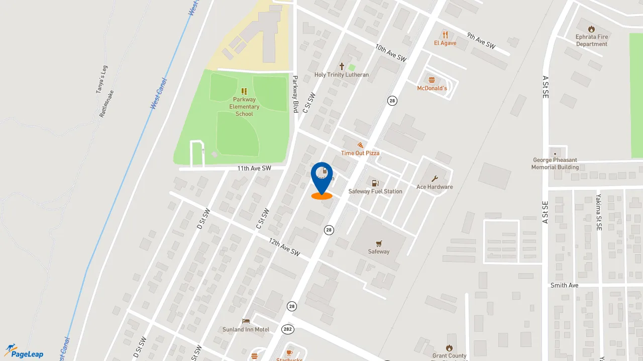 https://pageleap.com map showing location of Pizza Hut in Ephrata.