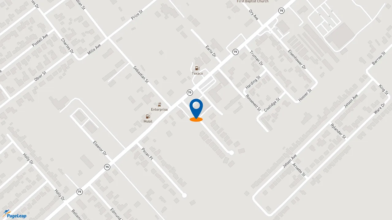 https://pageleap.com map showing location of Pizza Hut in Plaquemine.