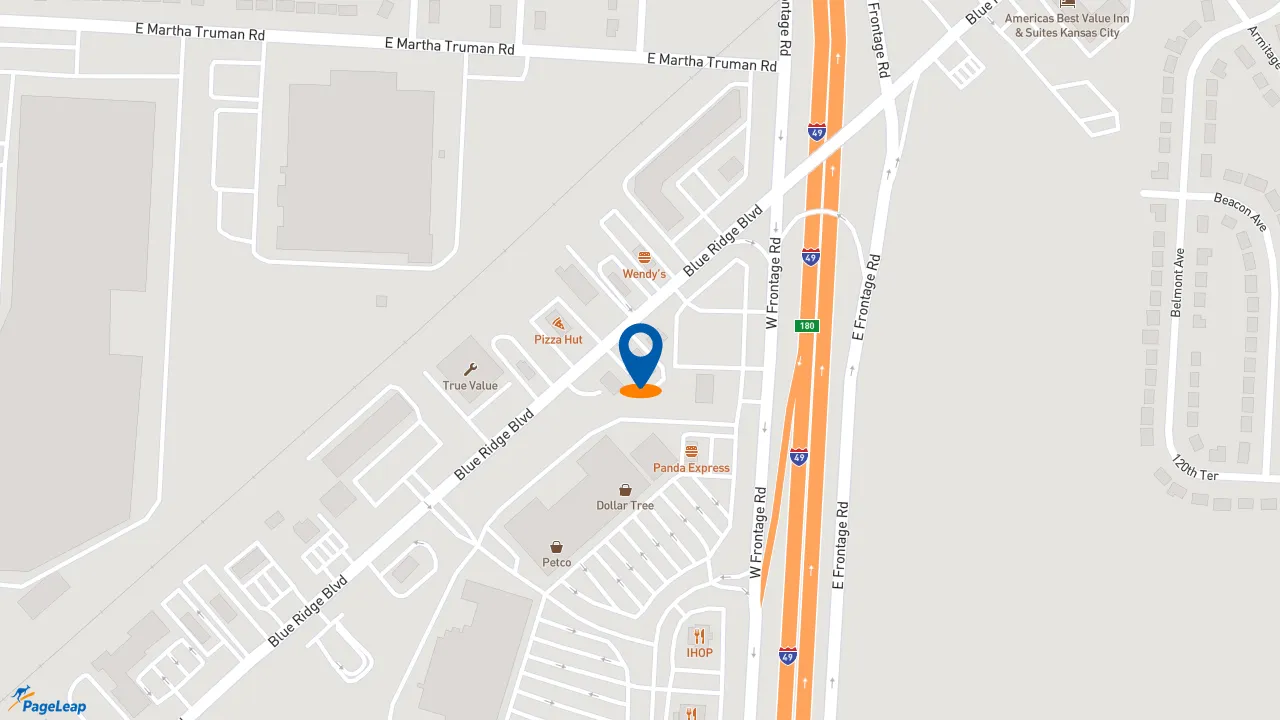 https://pageleap.com map showing location of Pizza Hut in Grandview.