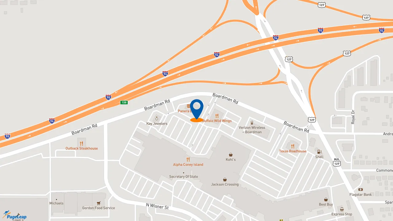 https://pageleap.com map showing location of Pizza Hut in Jackson.