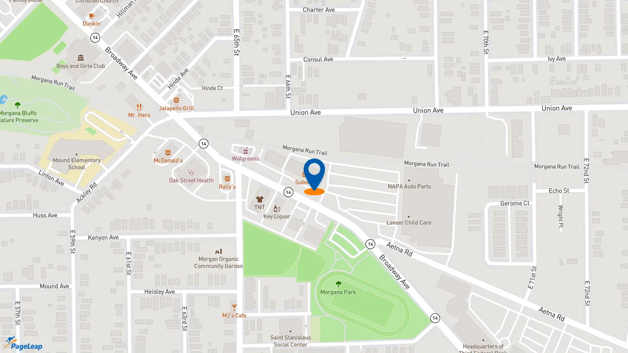 https://pageleap.com map showing location of Pizza Hut in Cleveland.