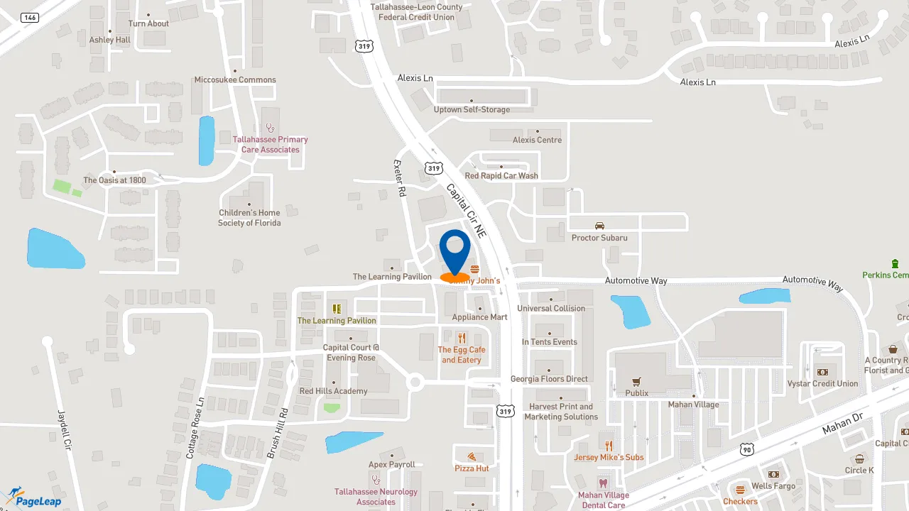 https://pageleap.com map showing location of Pizza Hut in Tallahassee.