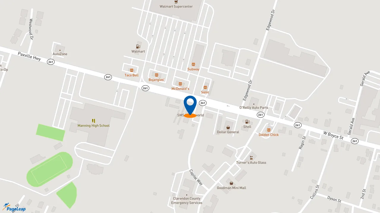 https://pageleap.com map showing location of Pizza Hut in Manning.