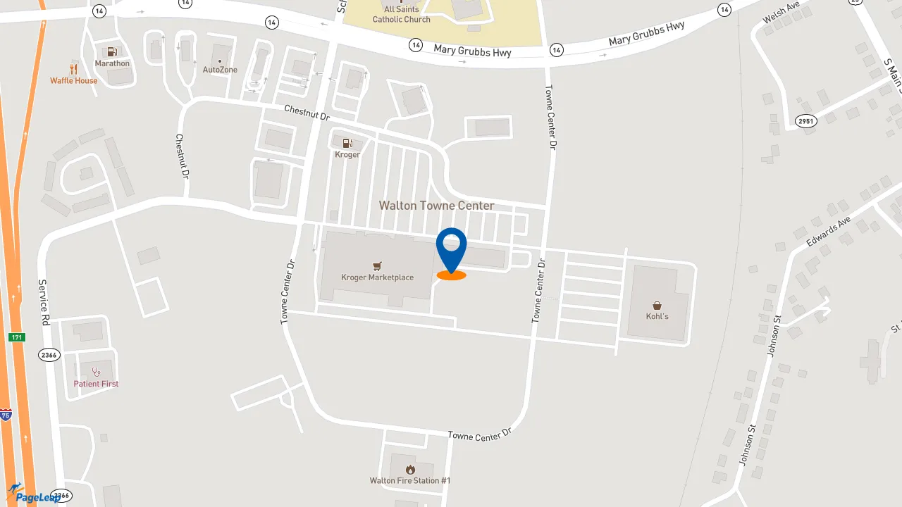 https://pageleap.com map showing location of Pizza Hut in Walton.