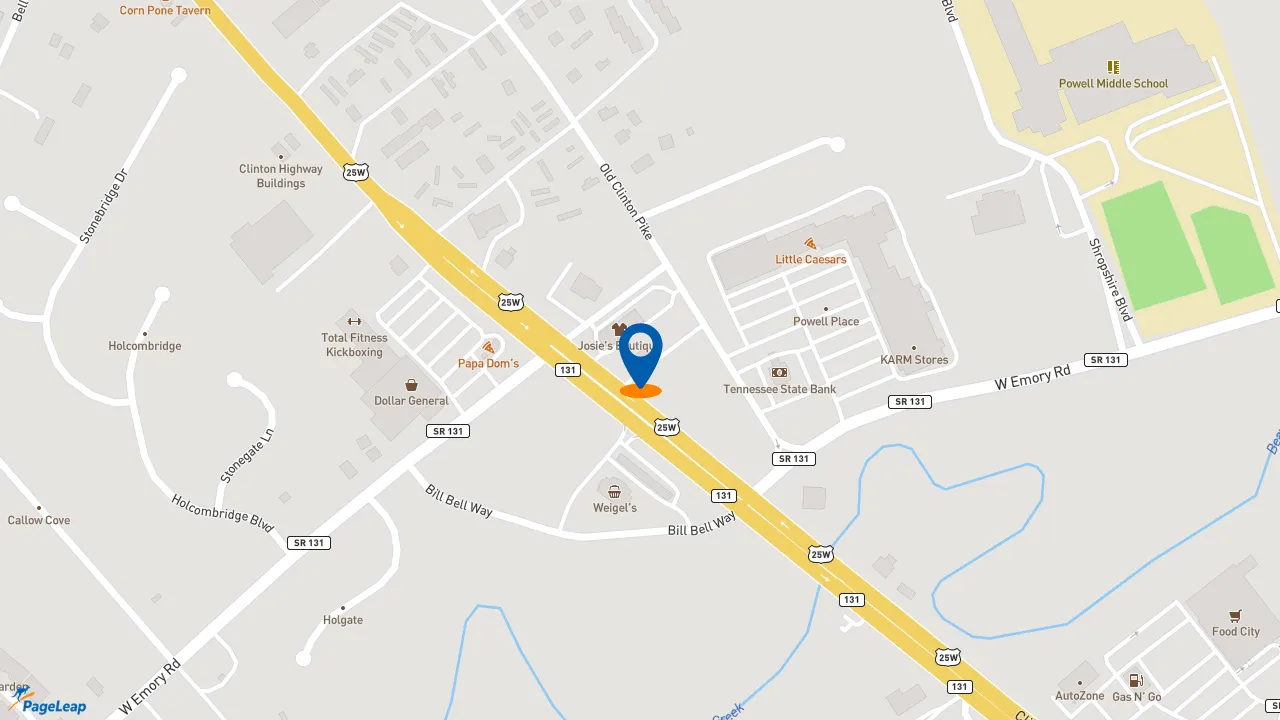 https://pageleap.com map showing location of Pizza Hut in Powell.