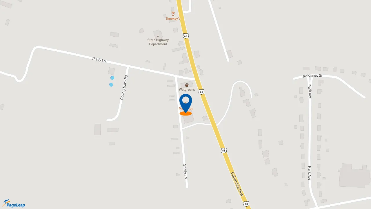 https://pageleap.com map showing location of Pizza Hut in Greensburg.