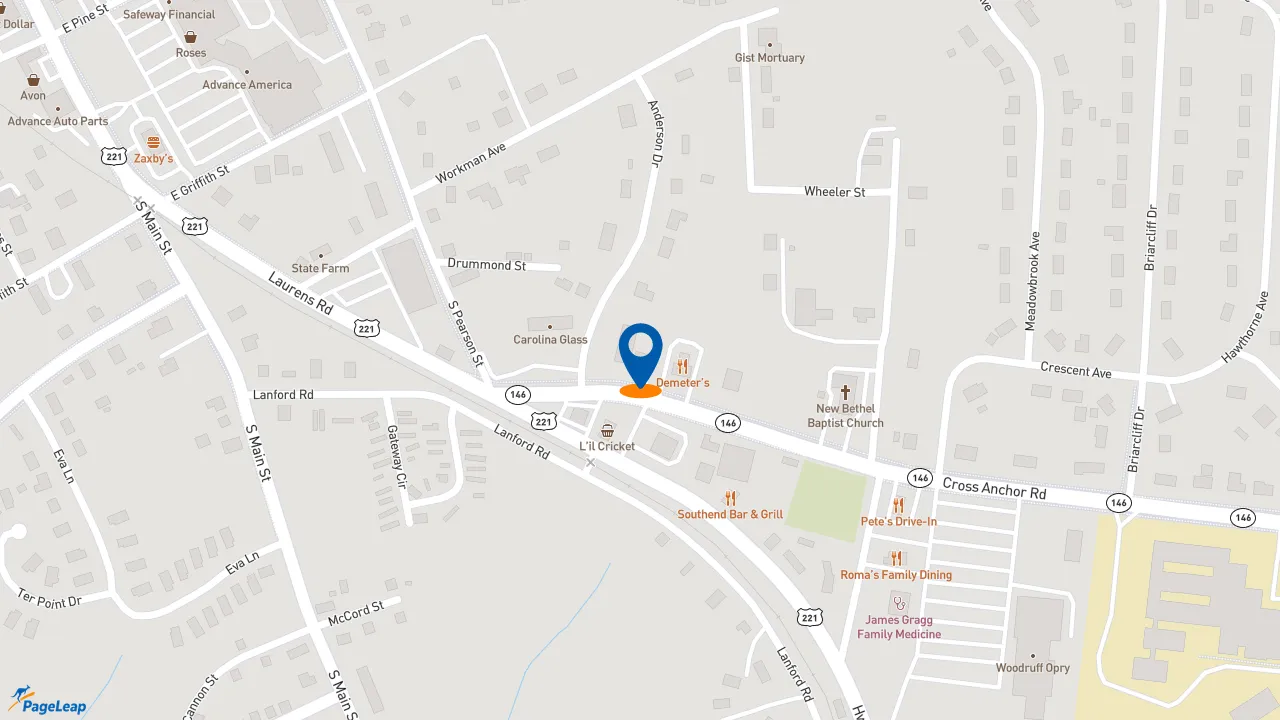 https://pageleap.com map showing location of Pizza Hut in Woodruff.