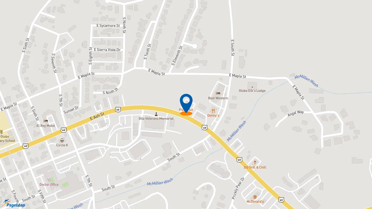 https://pageleap.com map showing location of Pizza Hut in Globe.
