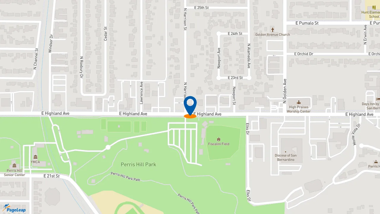 https://pageleap.com map showing location of Pizza Hut in San Bernardino.