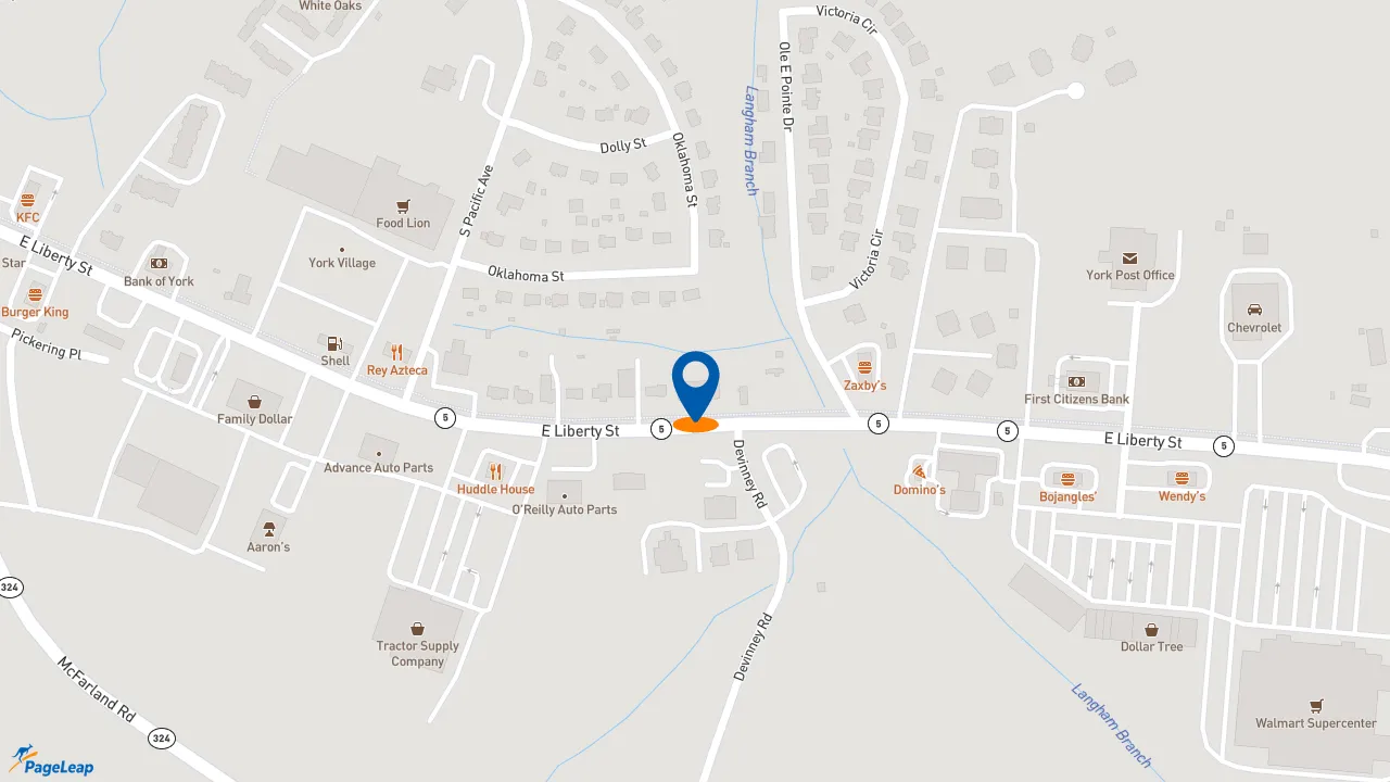https://pageleap.com map showing location of Pizza Hut in York.