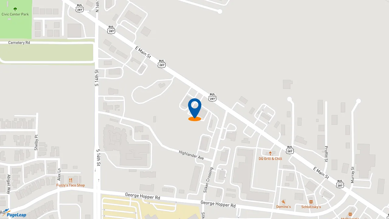 https://pageleap.com map showing location of Pizza Hut in Midlothian.