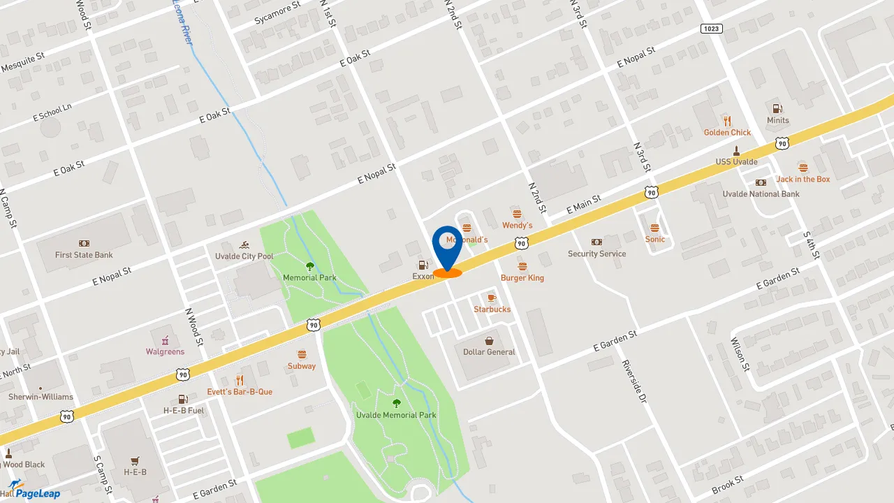 https://pageleap.com map showing location of Pizza Hut in Uvalde.