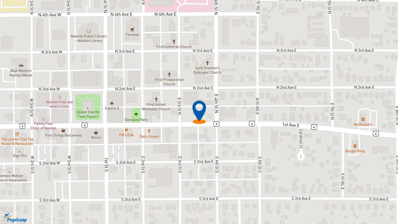 https://pageleap.com map showing location of Pizza Hut in Newton.
