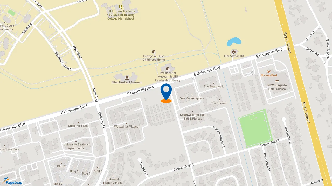 https://pageleap.com map showing location of Pizza Hut in Odessa.